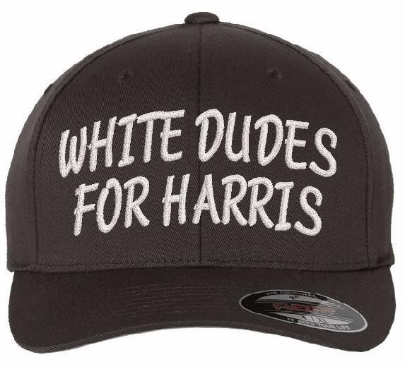 White Dudes For Kamala-Harris Hat Embroidered Flex Fit Harris 2024 Hat Text Vers