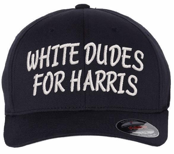 White Dudes For Kamala-Harris Hat Embroidered Flex Fit Harris 2024 Hat Text Vers