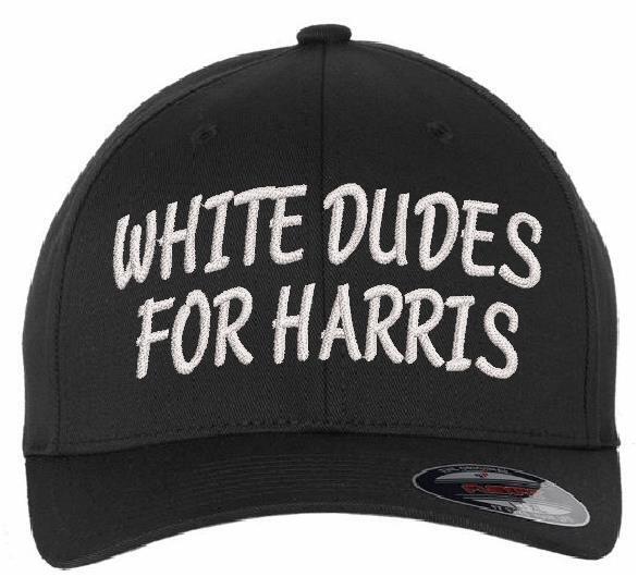 White Dudes For Kamala-Harris Hat Embroidered Flex Fit Harris 2024 Hat Text Vers