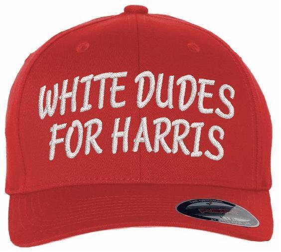 White Dudes For Kamala-Harris Hat Embroidered Flex Fit Harris 2024 Hat Text Vers