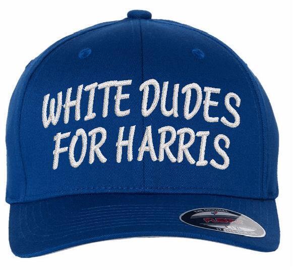 White Dudes For Kamala-Harris Hat Embroidered Flex Fit Harris 2024 Hat Text Vers