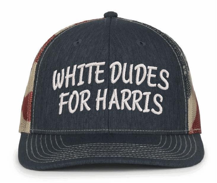 White Dudes for Harris Embroidered Text Hat Outdoor Cap USA Style Adj. Hat