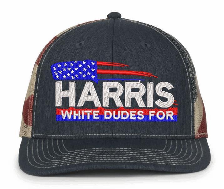 White Dudes for Harris Embroidered Hat Outdoor Cap OC771PM USA Style Adj. Hat