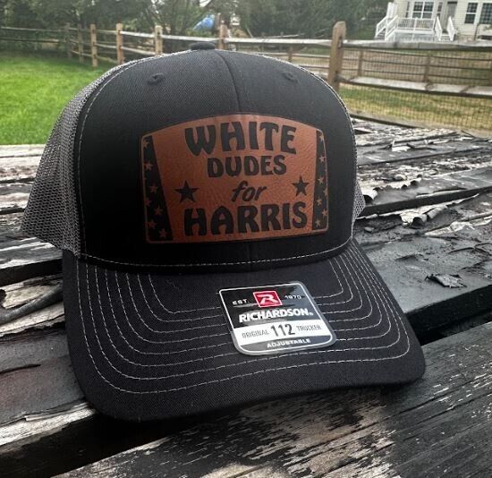 White Dudes for Harris Kamala Harris Leather Badge Charcoal/Black Adjustble Hat