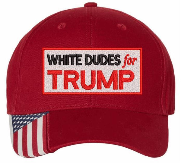 White Dudes For TRUMP Hat Embroidered USA300 Adjustable Hat TRUMP 2024 MAGA