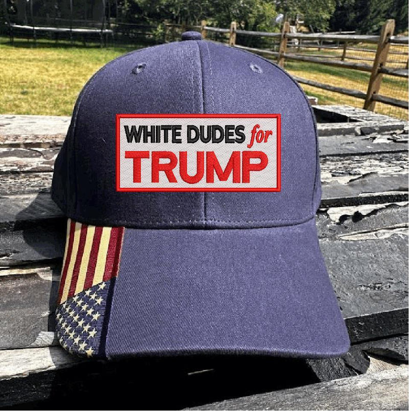 White Dudes For TRUMP Hat Embroidered USA300 Adjustable Hat TRUMP 2024 MAGA