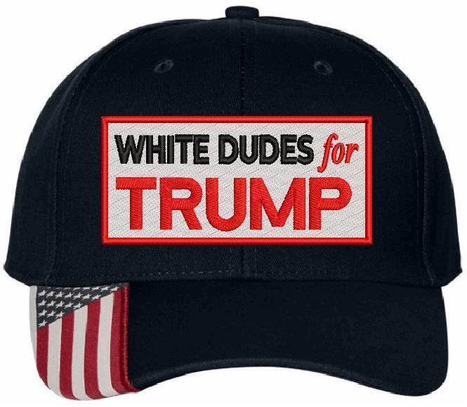 White Dudes For TRUMP Hat Embroidered USA300 Adjustable Hat TRUMP 2024 MAGA