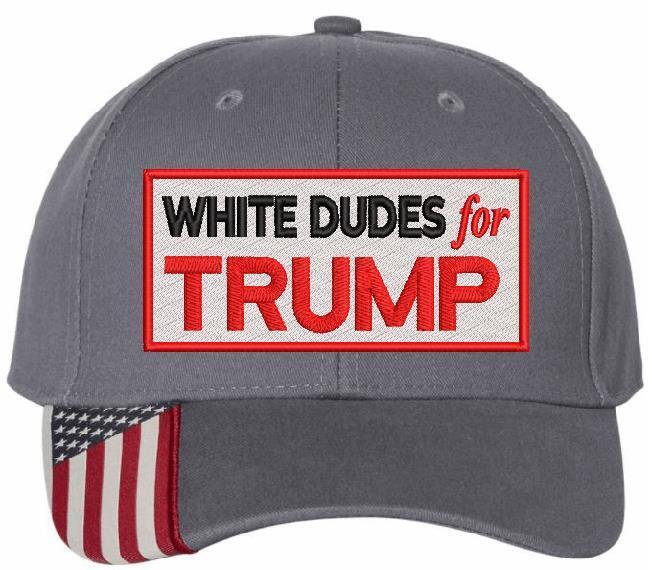 White Dudes For TRUMP Hat Embroidered USA300 Adjustable Hat TRUMP 2024 MAGA