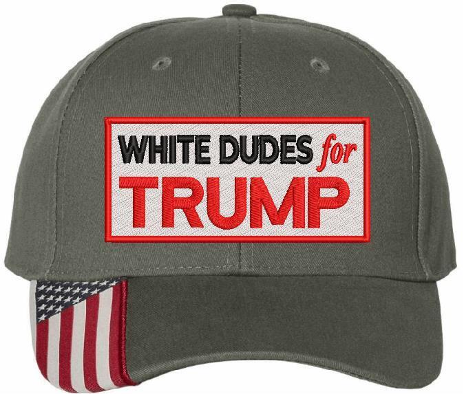 White Dudes For TRUMP Hat Embroidered USA300 Adjustable Hat TRUMP 2024 MAGA