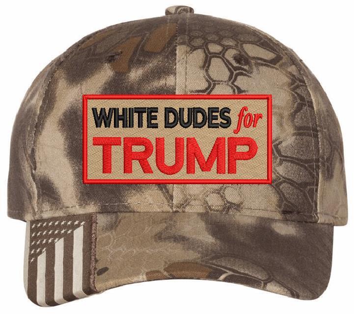 White Dudes For TRUMP Hat Embroidered USA300 Adjustable Hat TRUMP 2024 MAGA