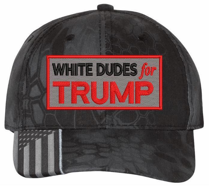 White Dudes For TRUMP Hat Embroidered USA300 Adjustable Hat TRUMP 2024 MAGA