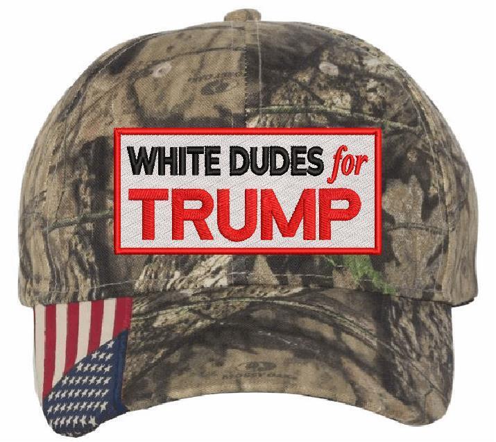 White Dudes For TRUMP Hat Embroidered USA300 Adjustable Hat TRUMP 2024 MAGA