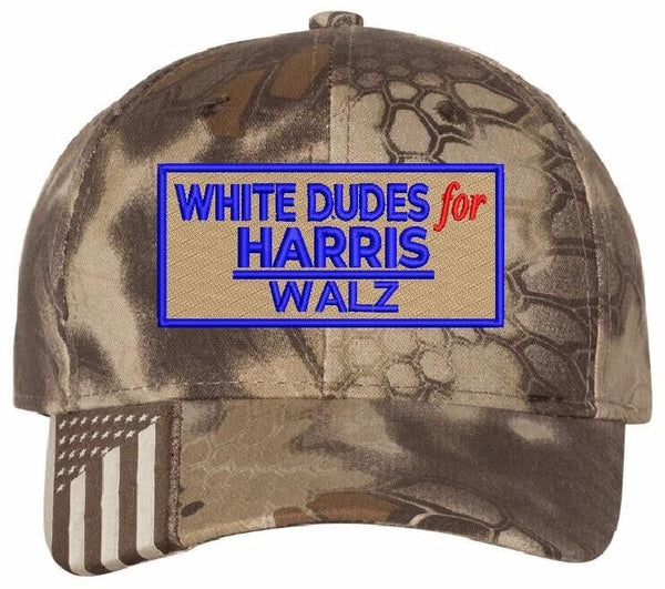 Harris Walz 2024 Embroidered Hat White Dudes for Harris Walz Highland USA300