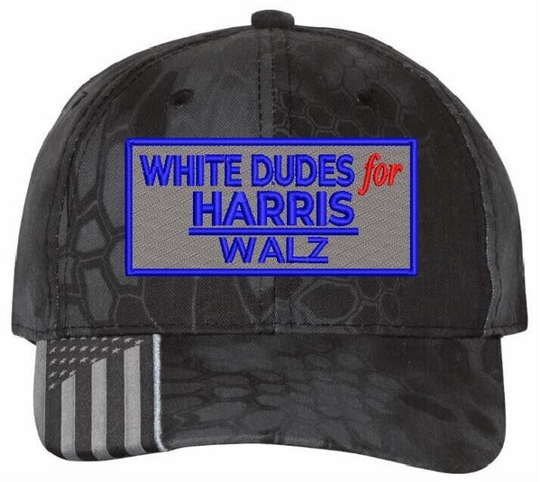 Harris Walz 2024 Embroidered Hat White Dudes for Harris Walz Typhoon USA300 Hat