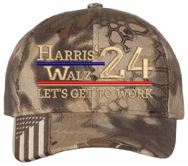 Harris Walz 2024 Embroidered Hat Let's Get to Work Harris Walz 2024 HIGHLANDER