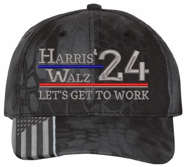 Harris Walz 2024 Embroidered Hat Let's Get to Work Harris Walz 2024 TYPHOON Hat