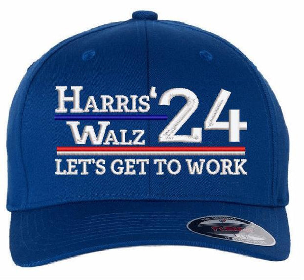 Harris Walz 2024 Hat - Embroidered Flex Fit Fitted Hat - Kamala Harris Tim Walz