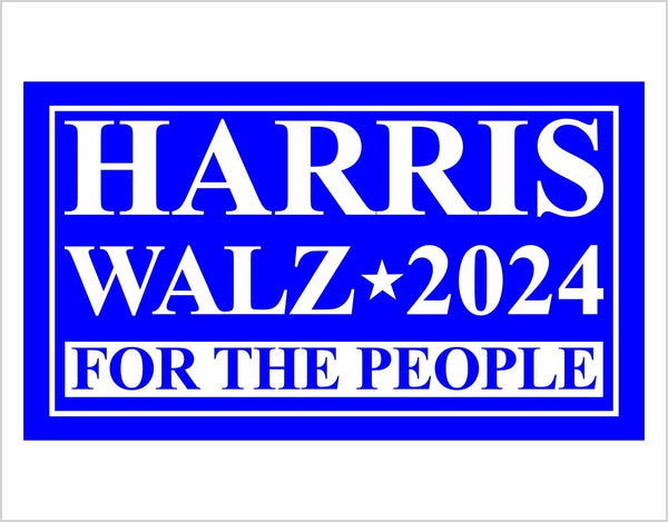 Harris Walz 2024 Window Sticker Decal or Magnet Kamala Harris Blue Rectangle