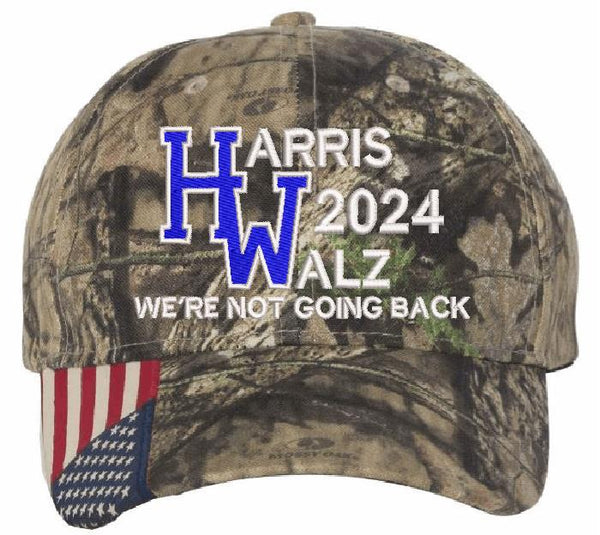 Harris Walz 2024 Embroidered Hat CWF305 Mossy Oak HW Not Going Back