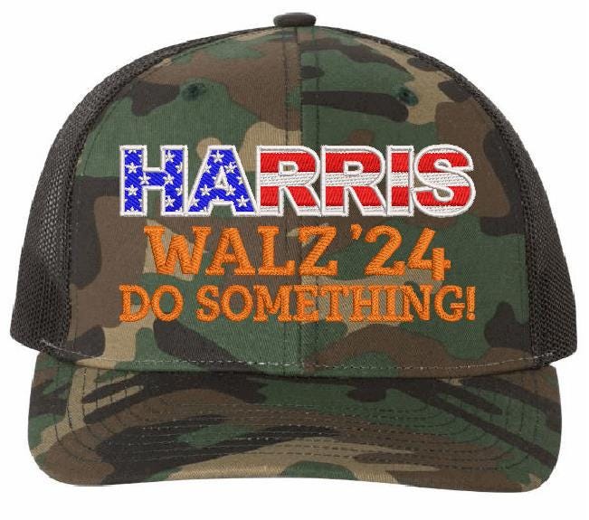 Harris Walz 2024 DO SOMETHING Embroidered Mossy Oak CWF305 Adjustable Hat