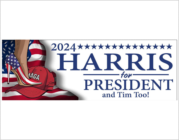 Kamala Harris for President Stepping on MAGA Bumper Sticker