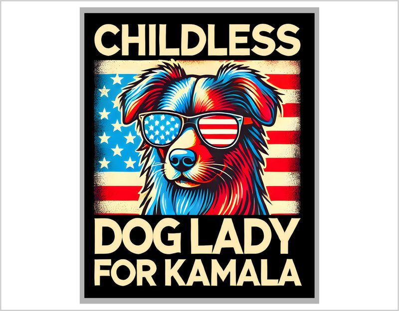 Childless Dog Lady for Harris Bumper Sticker Harris Harris Walz 2024