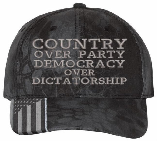 Harris Walz Trump Vance Embroider Embroidered Hat COUNTRY OVER PARTY Typhoon Hat