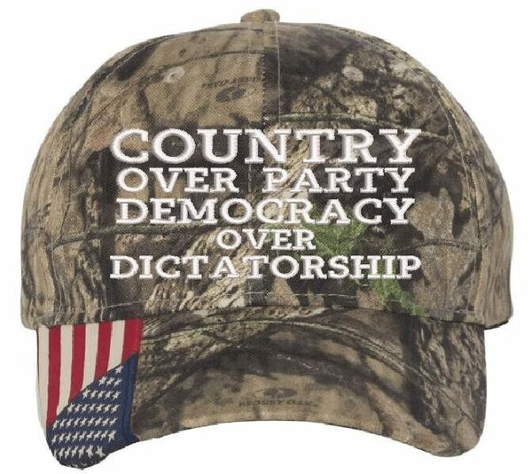 Harris Walz Trump Vance Embroider Embroidered Hat COUNTRY OVER PARTY CWF305/Wht