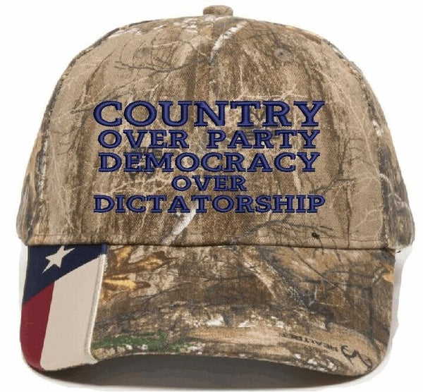 Harris Walz TMP Vance Embroider Embroidered Hat COUNTRY OVER PARTY Texas Navy