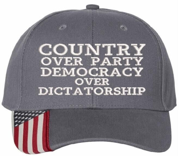 Harris Walz Trump Vance Embroider Embroidered Hat COUNTRY OVER PARTY USA300 Gray