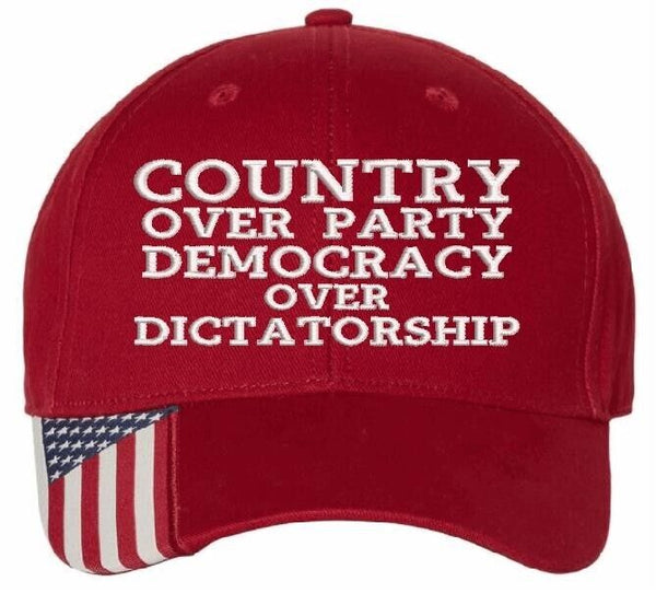 Harris Walz Trump Vance Embroider Embroidered Hat COUNTRY OVER PARTY USA300 Red