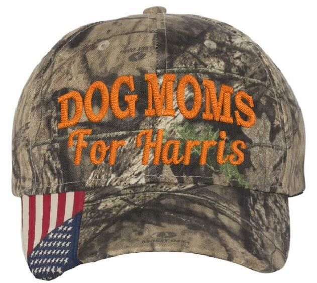 Dog Moms for Harris Hat Vote Kamala Harris 2024 Embroidered Hat Mossy/Orange