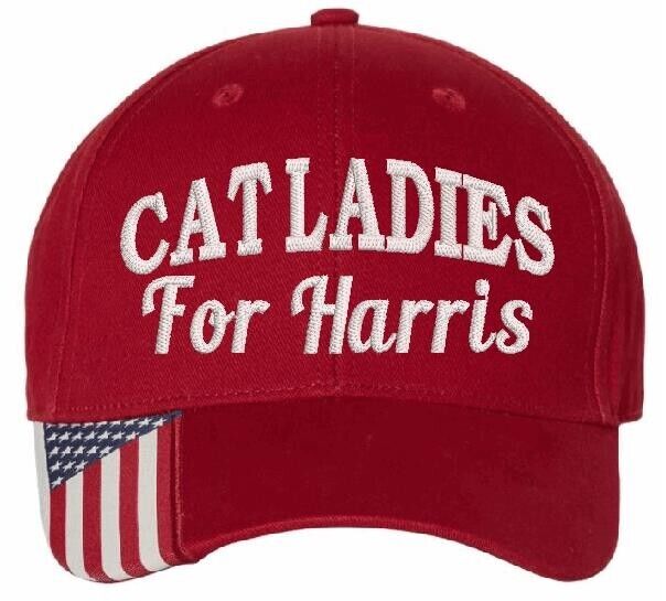 Cat Ladies for Harris Hat Vote Kamala Harris 2024 Embroidered USA300 Red Hat