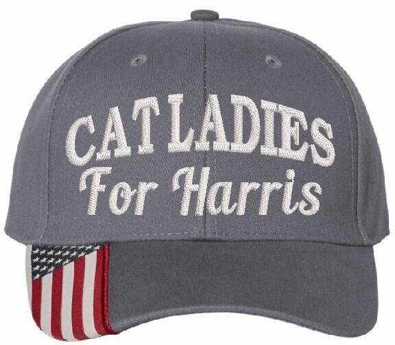 Cat Ladies for Harris Hat Vote Kamala Harris 2024 Embroidered USA300 Gray Hat