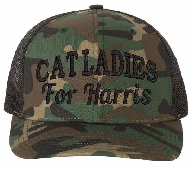 Cat Ladies for Harris Hat Vote Kamala Harris 2024 Embroidered Richardson 112 BLK