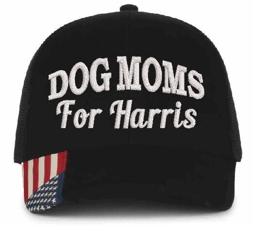 Dog Moms for Harris Hat Vote Kamala Harris 2024 Embroidered Black Mesh back Hat