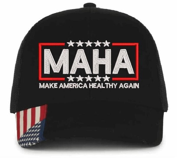 MAHA Make America Healthy Again TMP Vance Kennedy Embroidered Hat Black Mesh