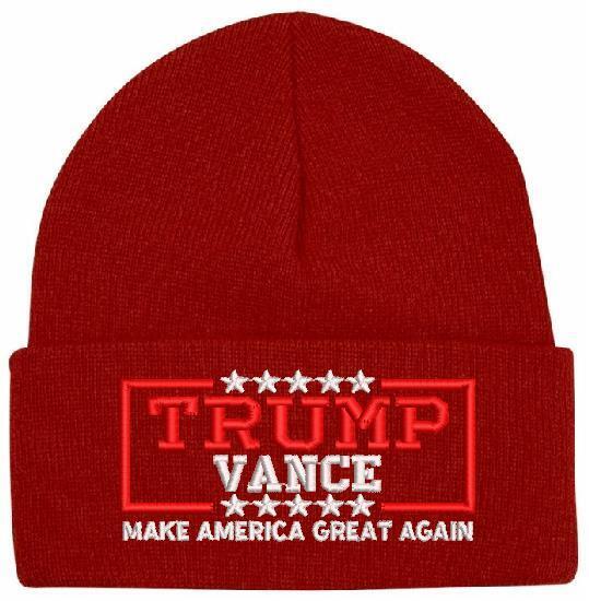 Trump Vance Embroidered Winter Knit Hat Various Colors Cuff or Beanie MAGA