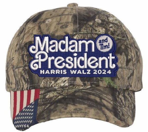 Harris Walz 2024 Embroidered Hat MADAM PRESIDENT CWF305 Mossy Oak Hat