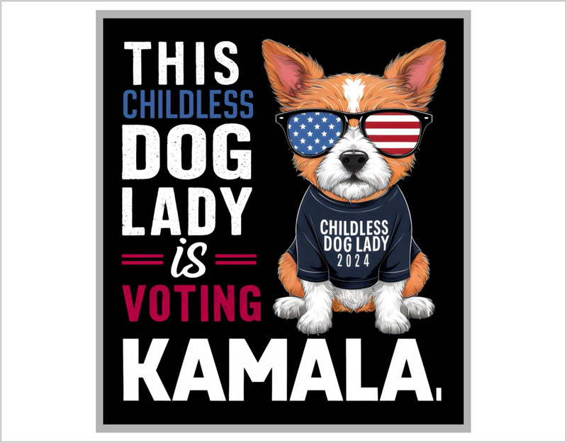 Childless Dog Lady Voting for Kamala Harris 2024 Bumper Sticker Harris