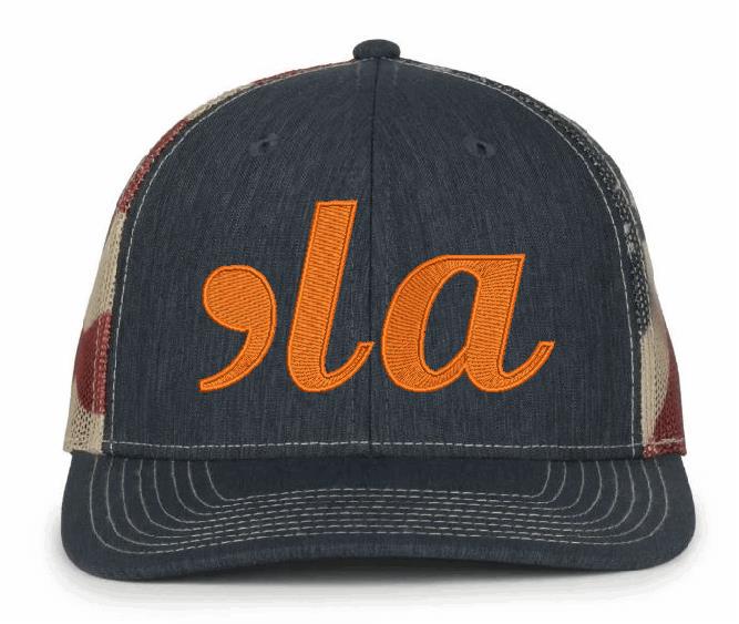 Comma LA Hat, kamala harris hat , Comma + La, kamala harris Embroidered Cap Glory Orange