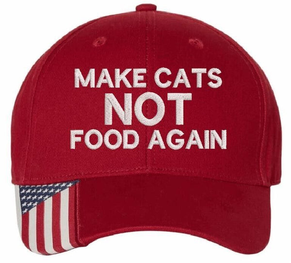 Make Cats Great Again Embroidered Hat USA300 Red Adjustable Hat Not Food Again