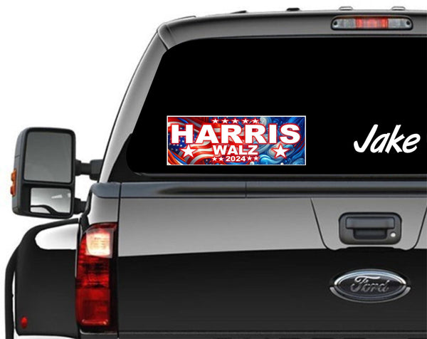 Harris Walz 2024 Bumper Sticker/Magnet HARRIS WALZ 2024 Flag Background