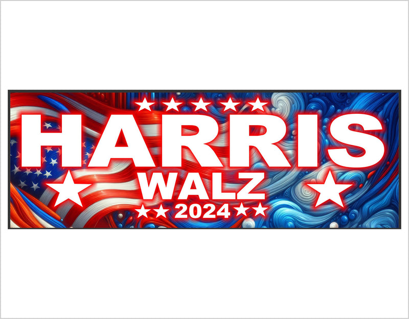 Harris Walz 2024 Bumper Sticker/Magnet HARRIS WALZ 2024 Flag Background