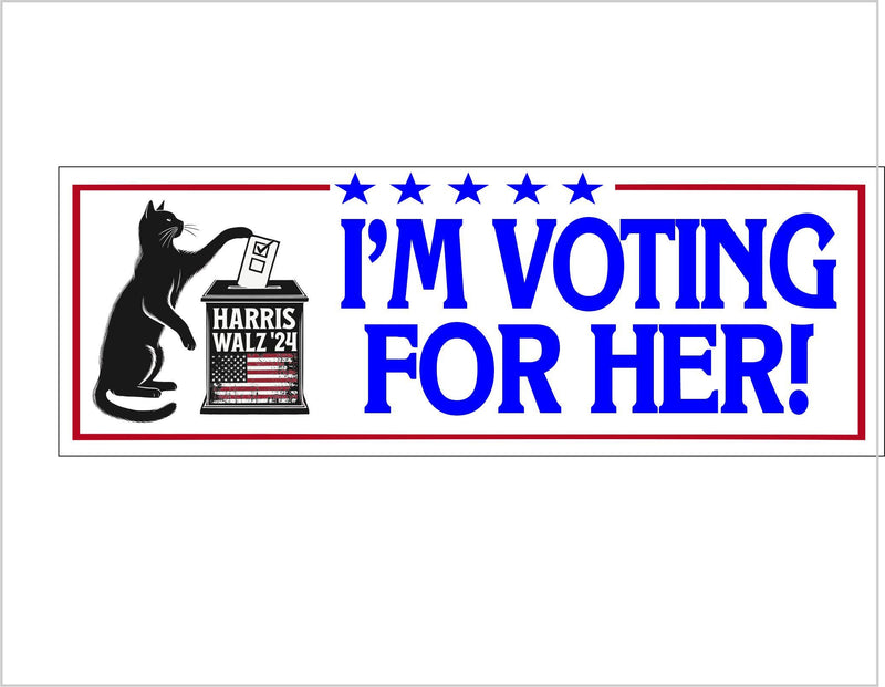 Harris Walz 2024 Bumper Sticker/Magnet I'M VOTING FOR HER Harris Walz 2024