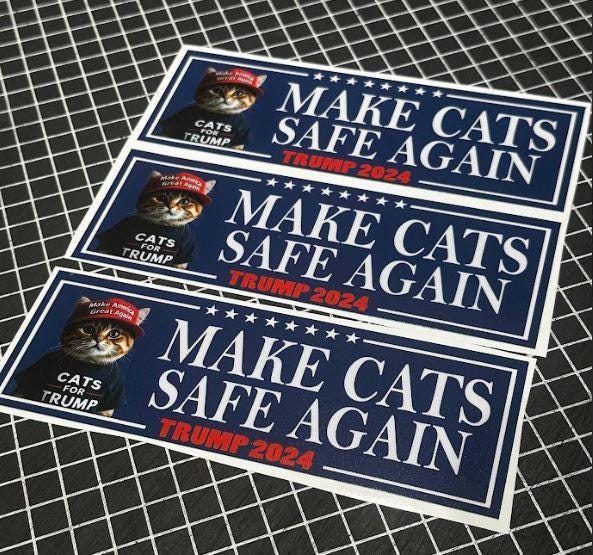 Make Cats Safe Again Window Stickers - Pack of Three 6" x 2" UV Laminated Decals