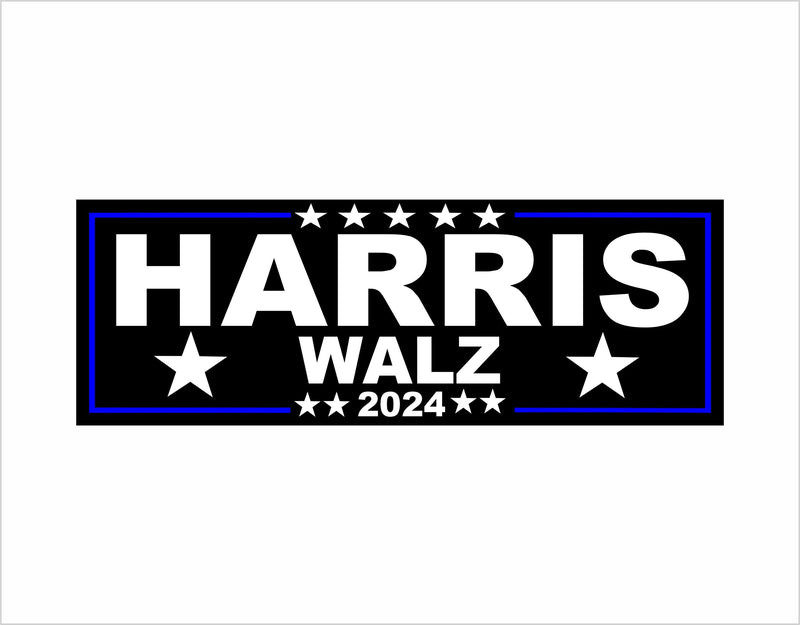 Harris Walz 2024 Bumper Sticker Kamala Harris Tim Walz Decal BLACK