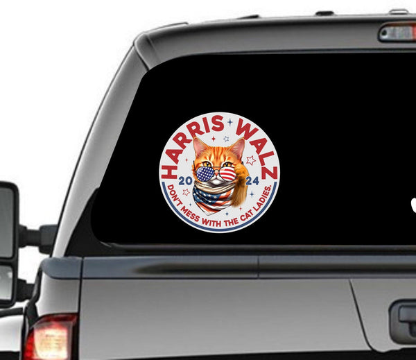 Kamala Harris Sticker Mess with Cat Lady Window Sticker Harris 2024 Cat Lady