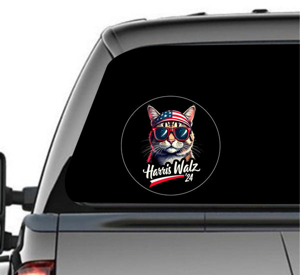 Kamala Harris Sticker Cat Lady Window Sticker Harris 2024 Crazy Cat Lady