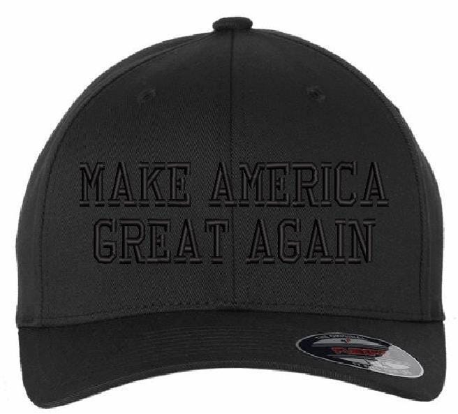 MAGA TRMP Elon Musk Dark MAGA Flex Fit Hat w/ Side USA Flag